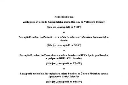 Koaliční smlouva pro rok 2018-2022 